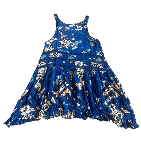 Intimately Free People Blue Floral Sleeveless Tunic Mini Dress Size XS Women's - Picture 1 of 11